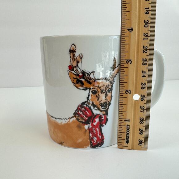 Christmas Coffee Mug Reindeer With Scarf Tea Cup by The Cellar - Picture 11 of 12